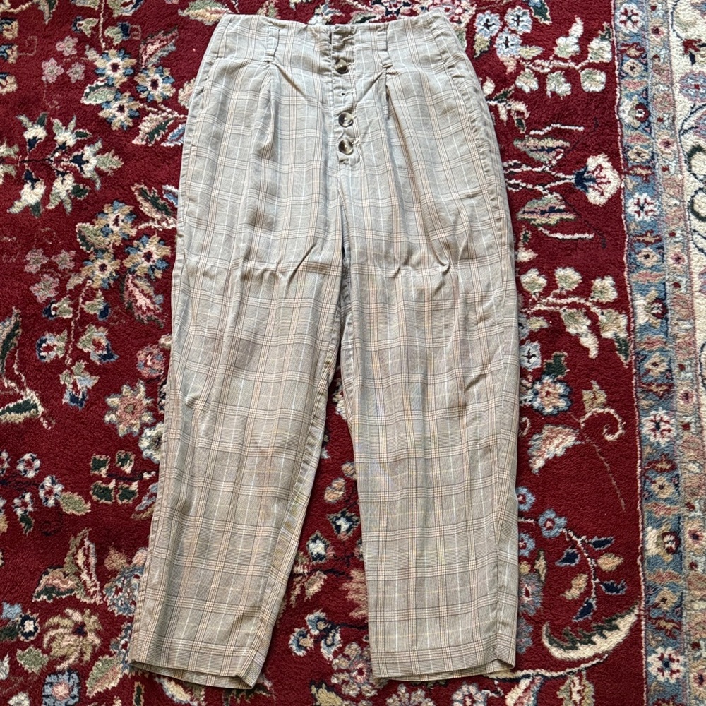 Frank & Oak Gray Plaid Women's Straight Leg Pants